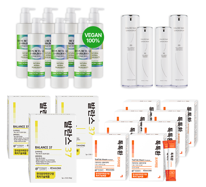 발란스37 3개 + 톡톡환 프리미엄 8개 + 오드실크 화장품 (2종) 2개 + 시원베타글루 7개